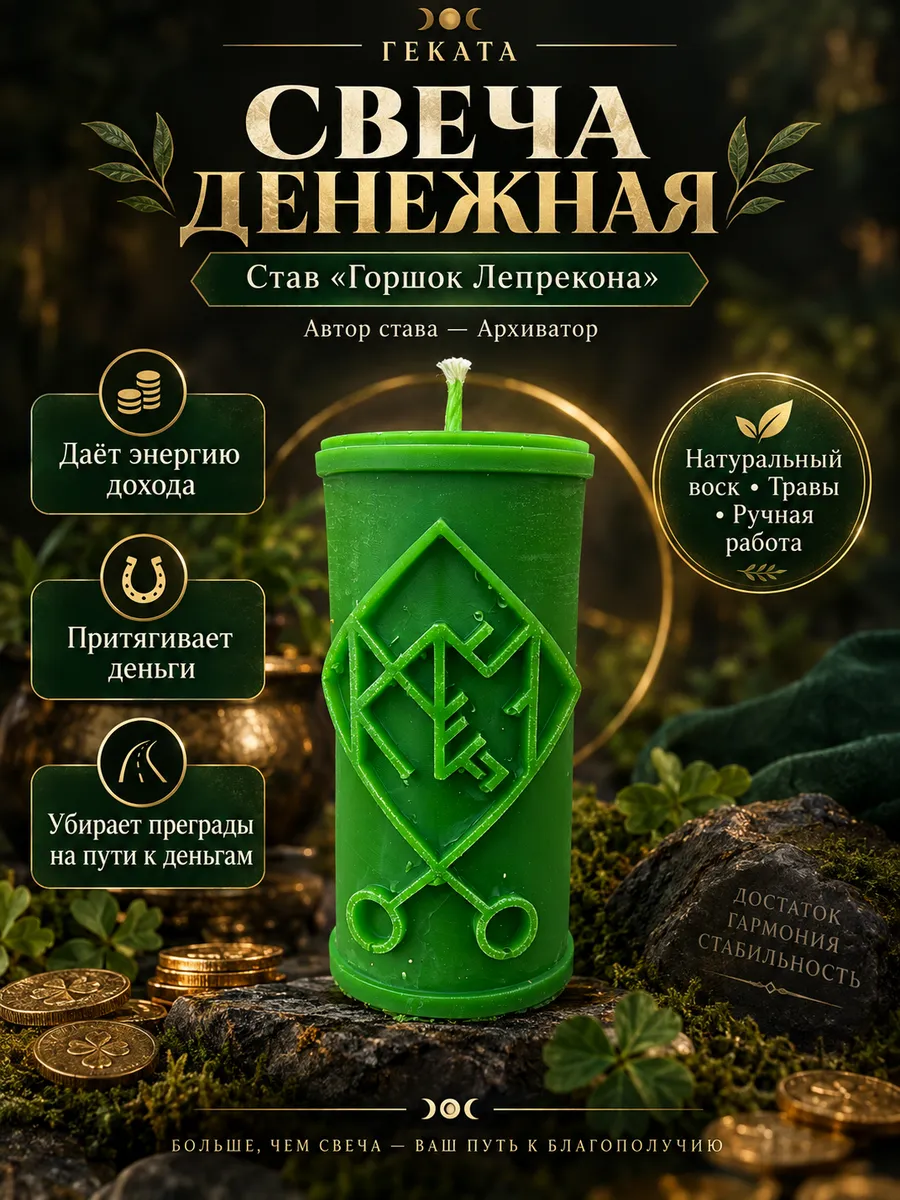 Денежная свеча Горшок лепрекона