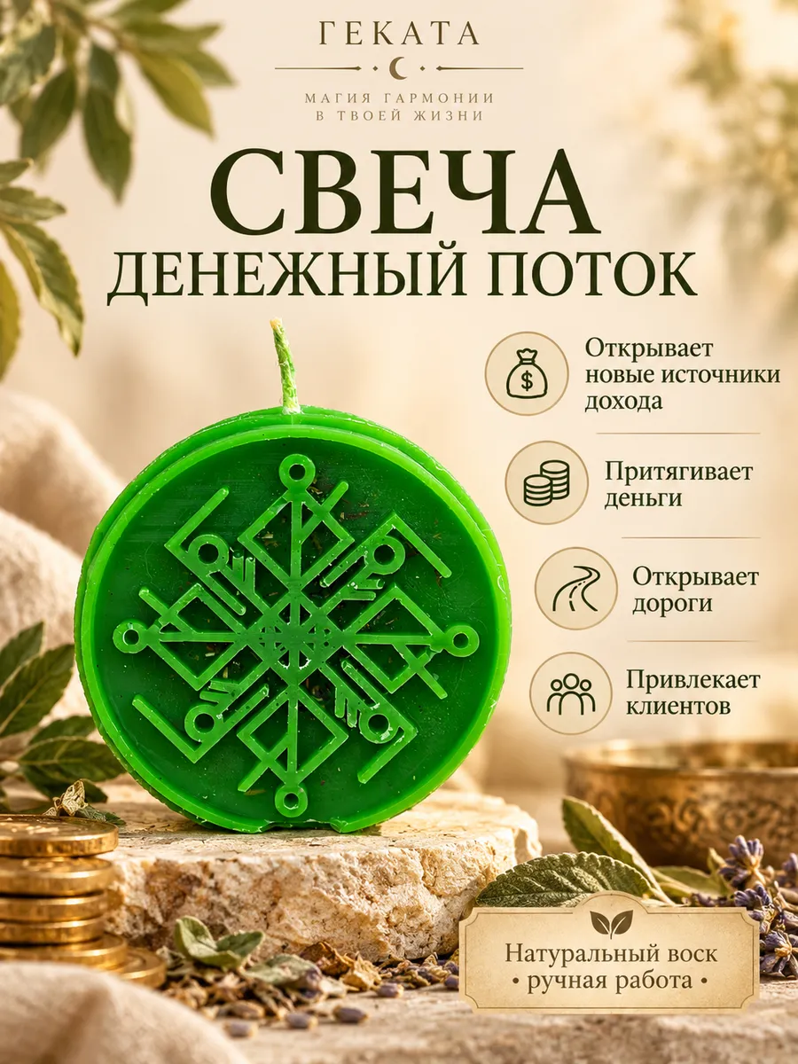 Свеча программная руническая на деньги Денежный поток