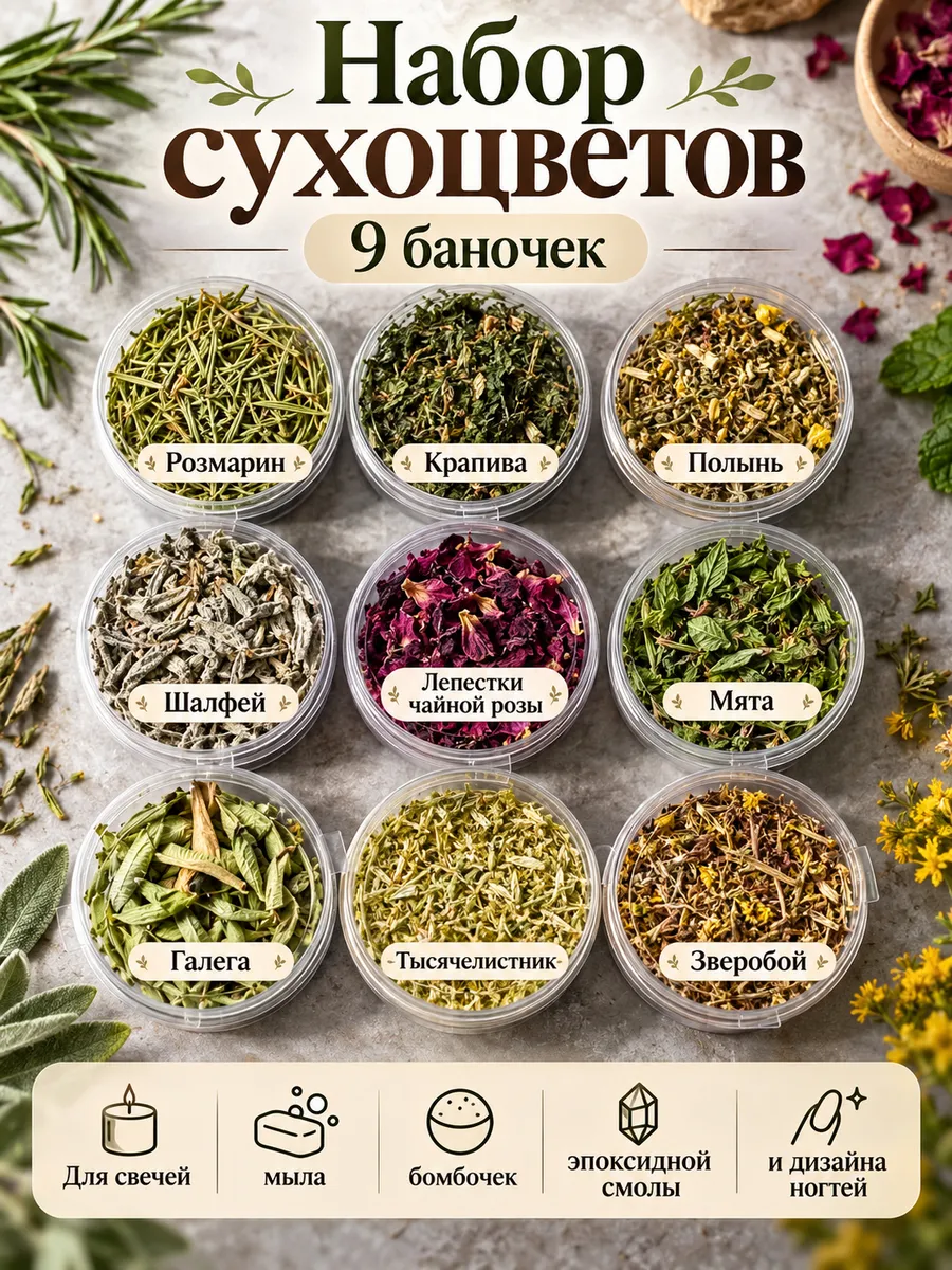 травы для свечей сухоцветы